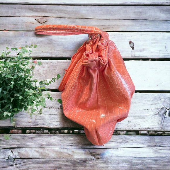 Coral Embossed Vinyl Handbag - Picture 3 of 6